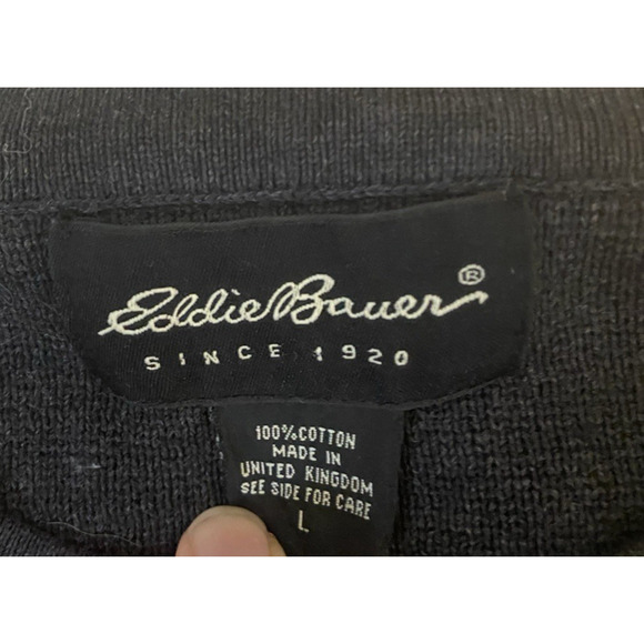 Eddie Bauer Sweater Mens Size Large Dark Grey Pullover Cotton Crewneck Sweater - Picture 5 of 10